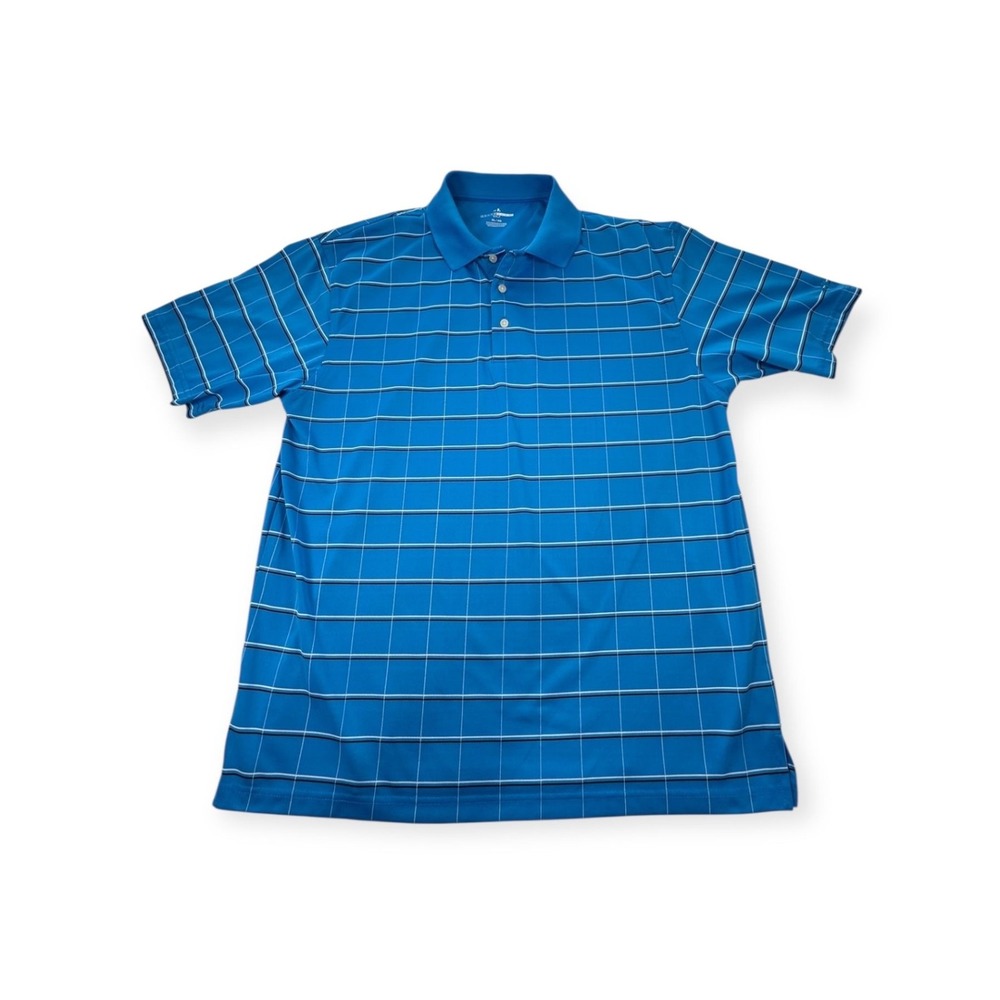 Grand Slam Polo Shirt Men XL Blue Check Performance Polyester Workwear